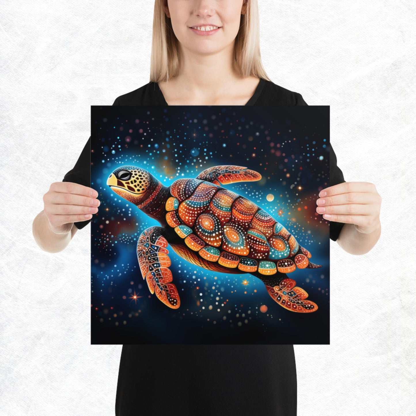 Dot Art Turtle Paper Poster