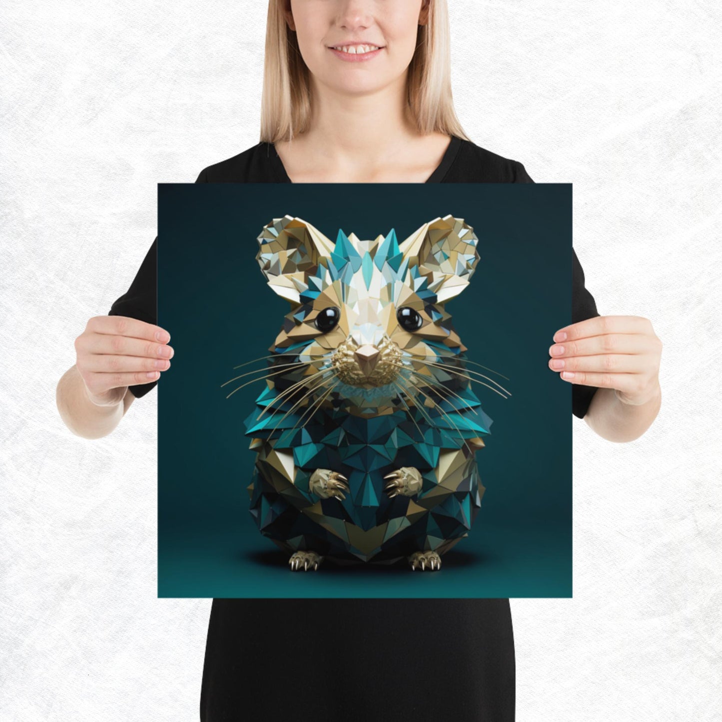 Blue Gold Hamster Paper Poster
