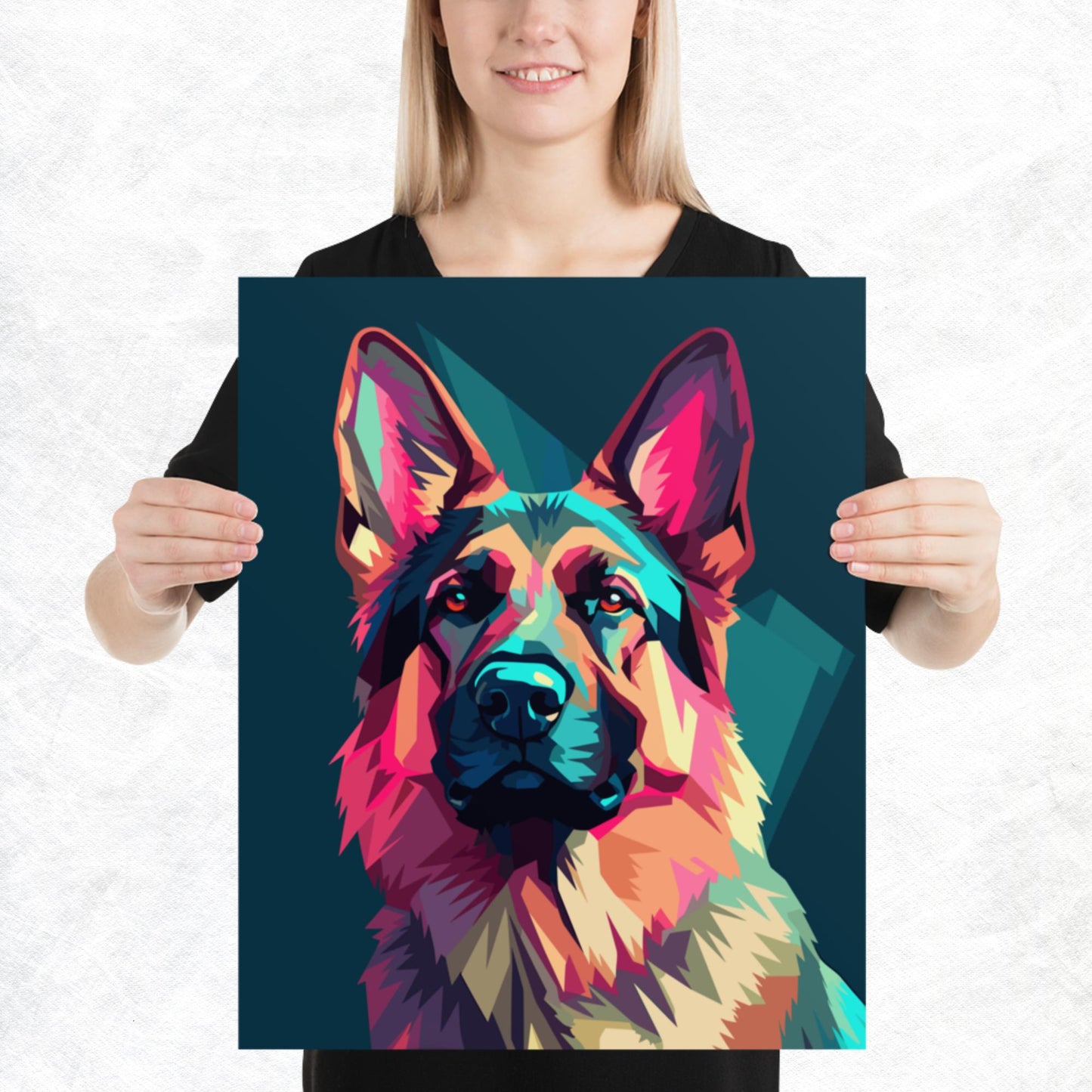 Green and Pink Dog Paper Poster