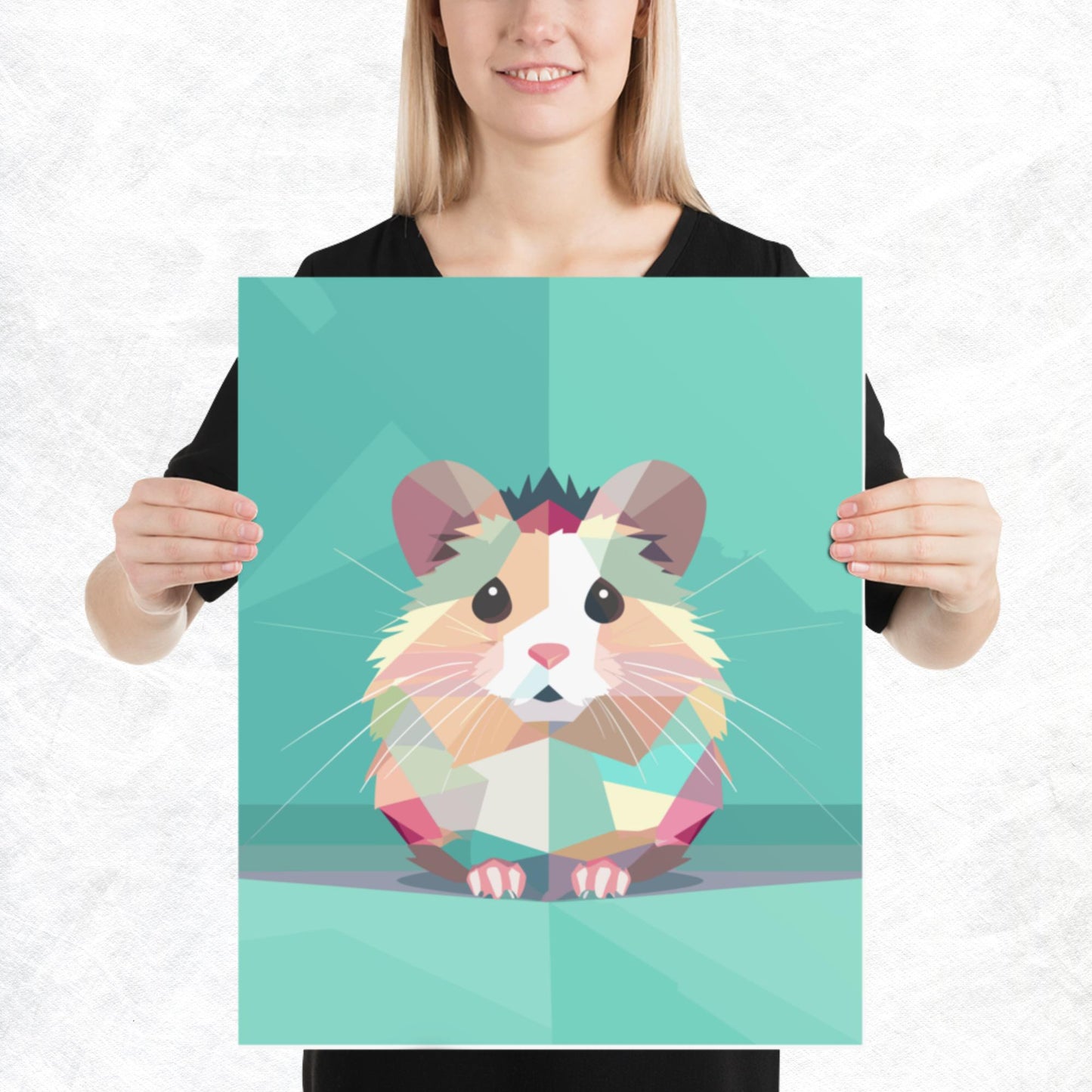Green and Pink Hamster Paper Poster