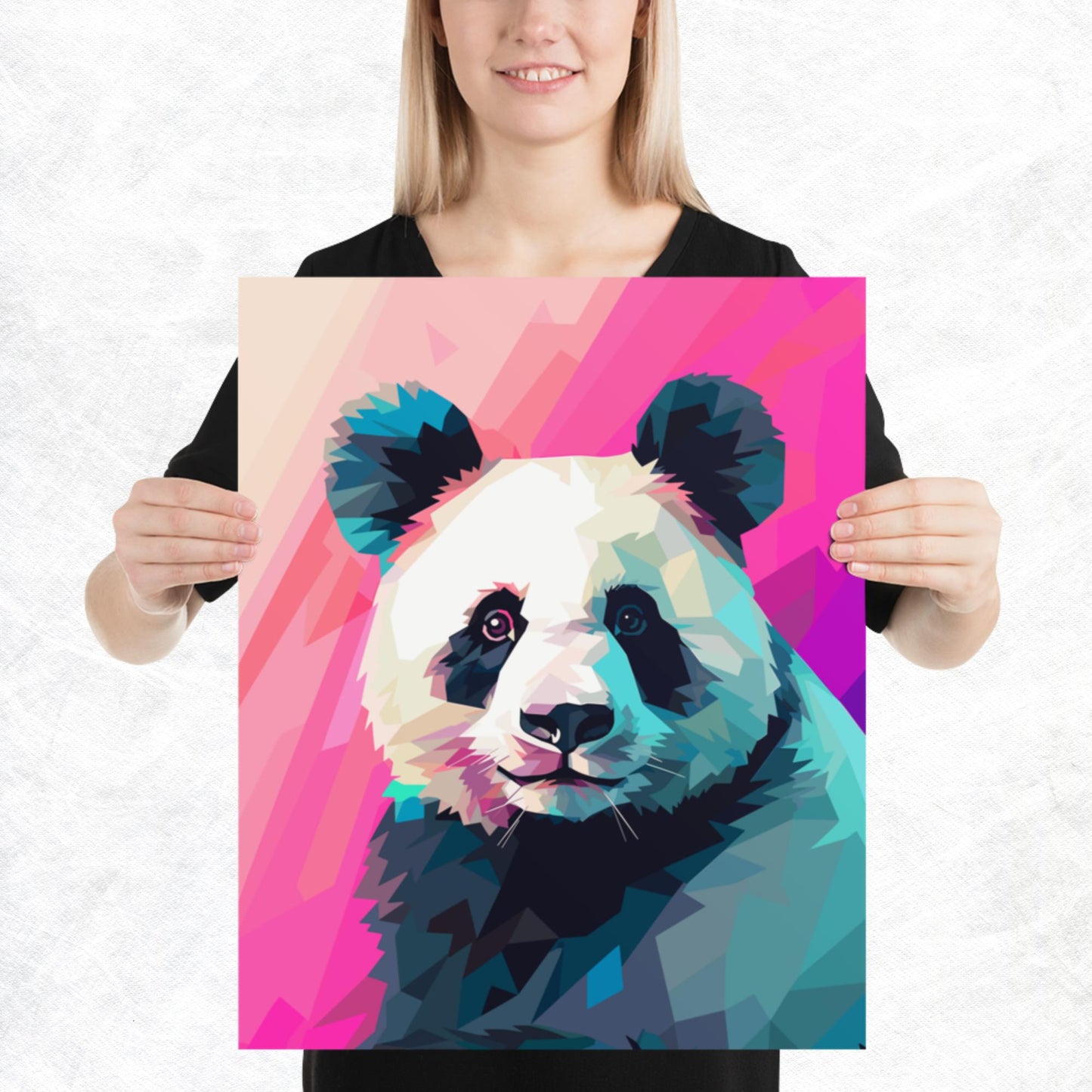 Green and Pink Panda Paper Poster
