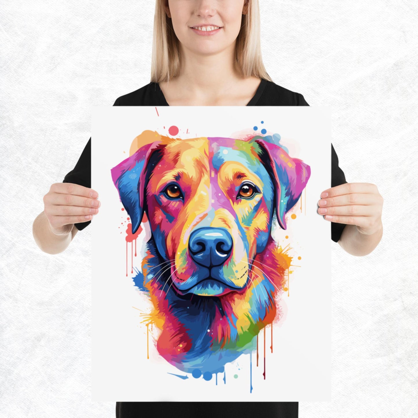 Rainbow Paint Dog Paper Poster