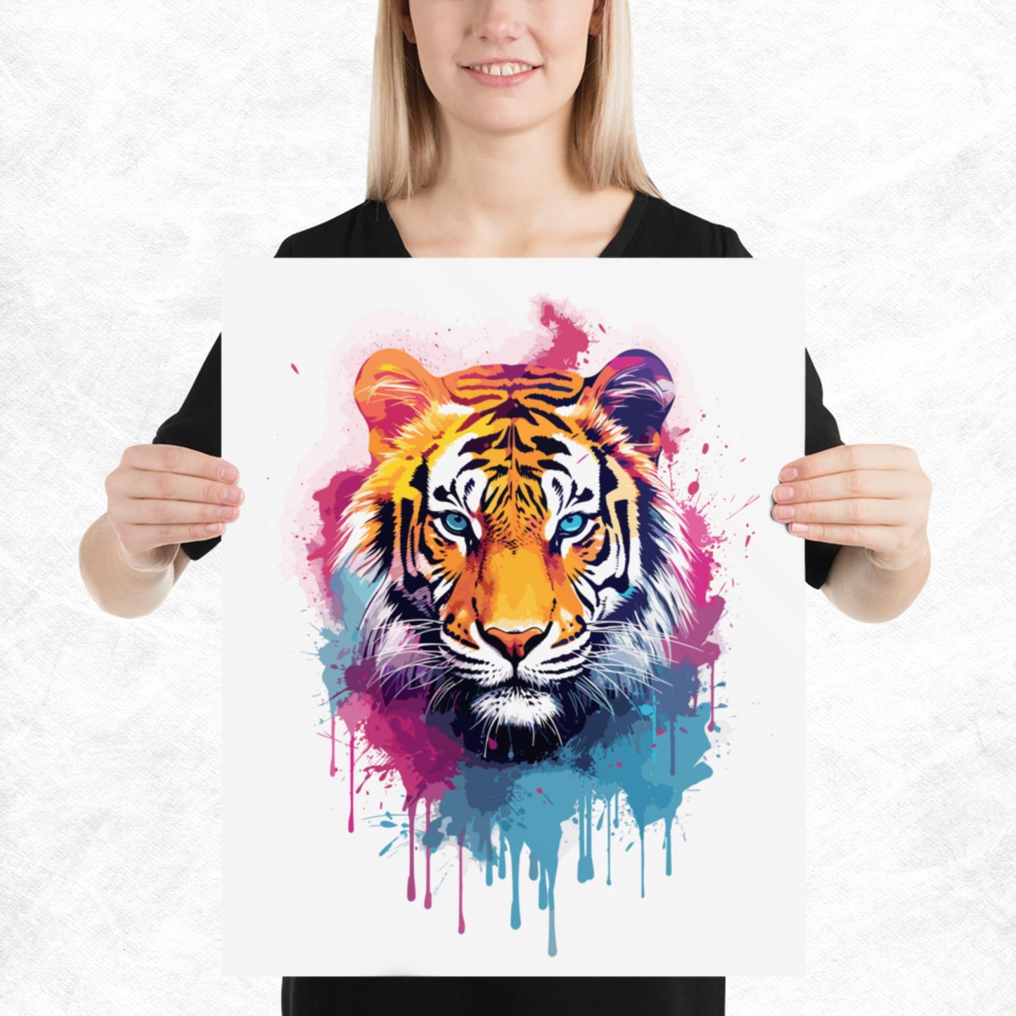 Rainbow Paint Tiger Paper Poster