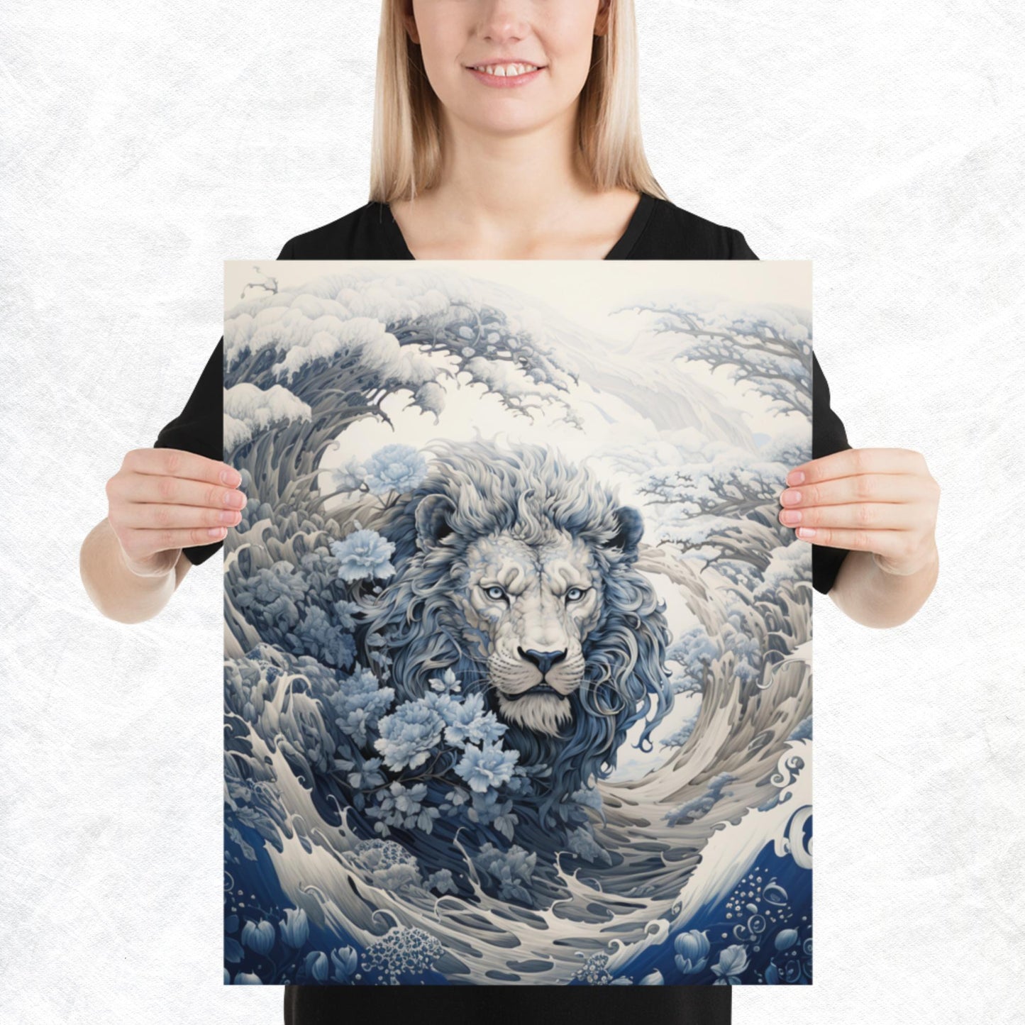 Ukiyo-e Lion Paper Poster