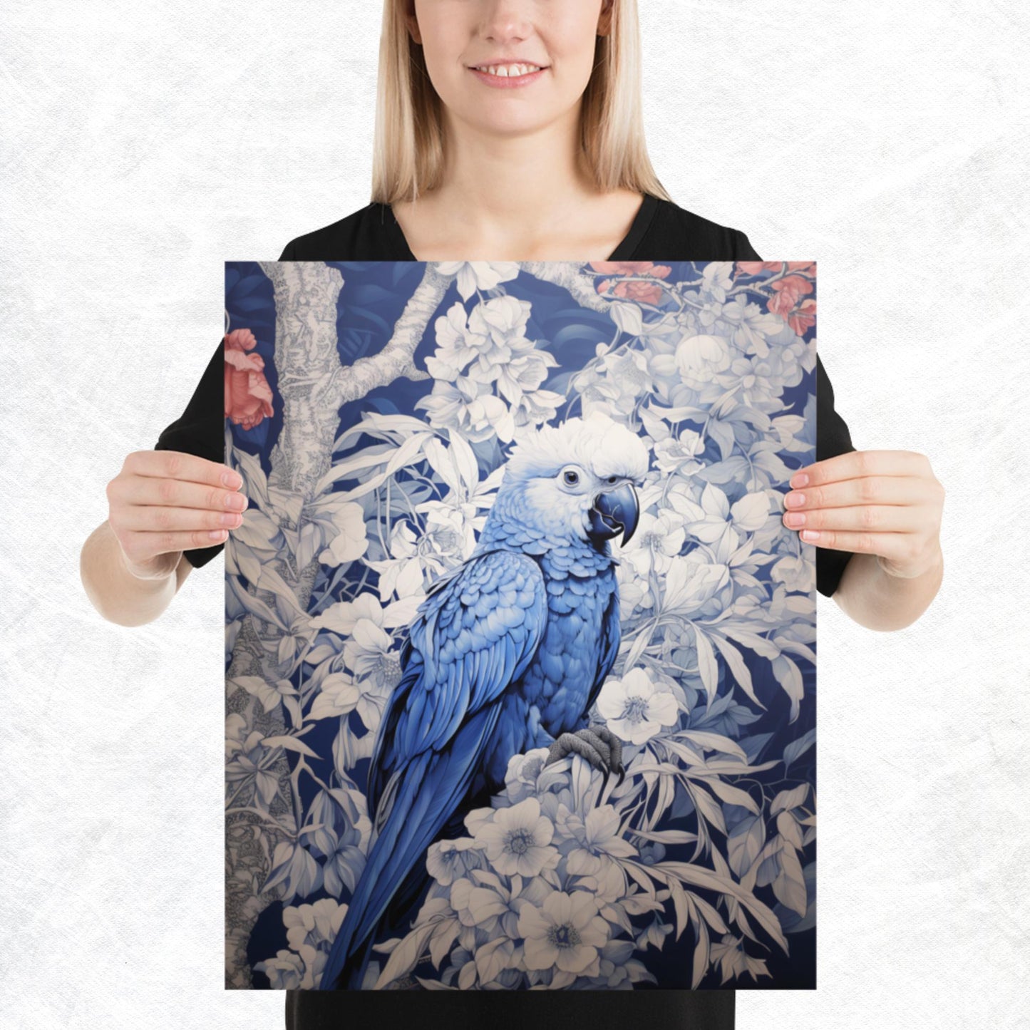 Ukiyo-e Parrot Paper Poster