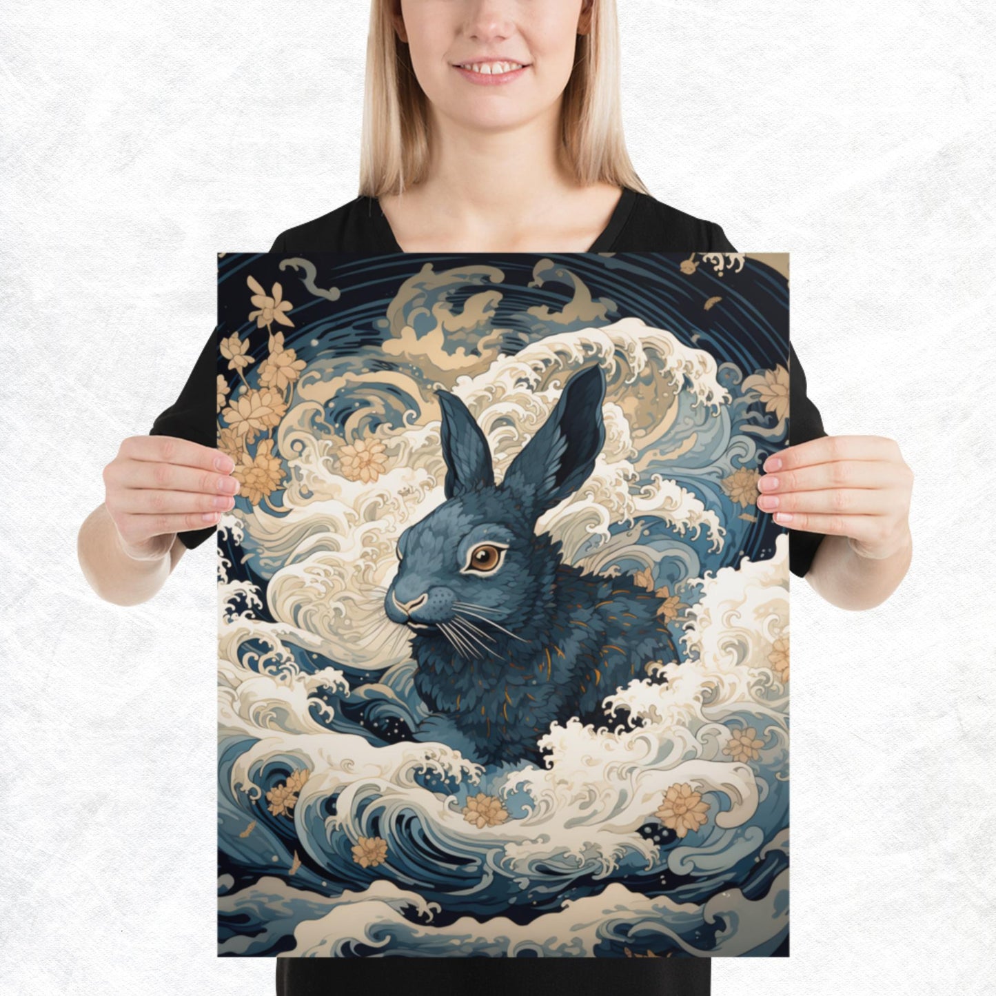 Ukiyo-e Rabbit Paper Poster