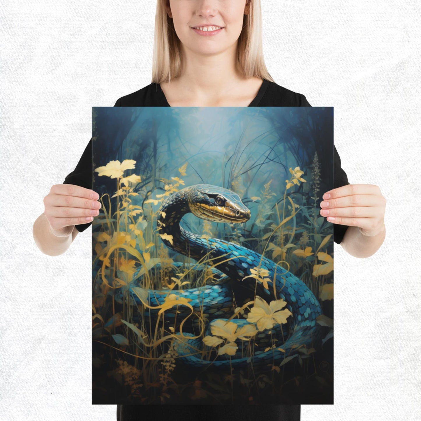 Dark Turquoise Snake Paper Poster