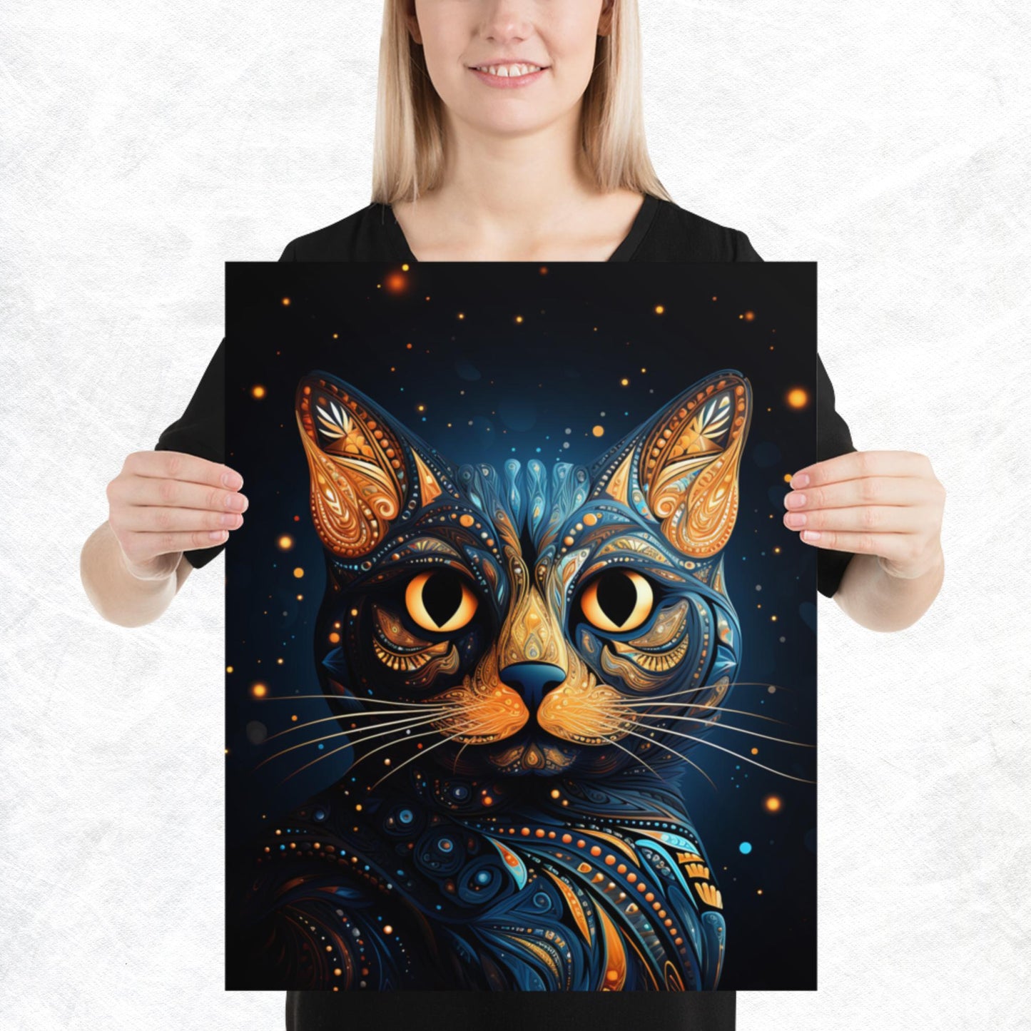 Dot Art Cat Paper Poster