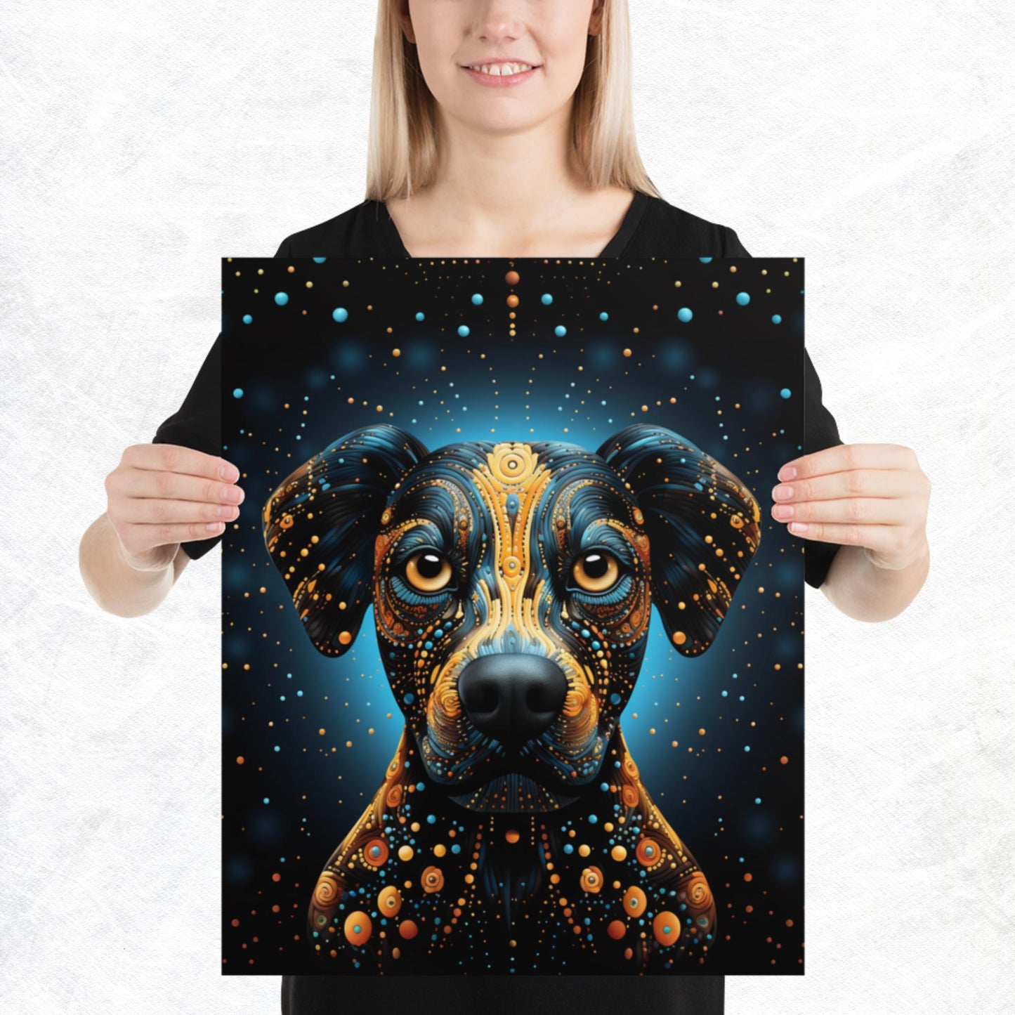 Dot Art Dog Paper Poster