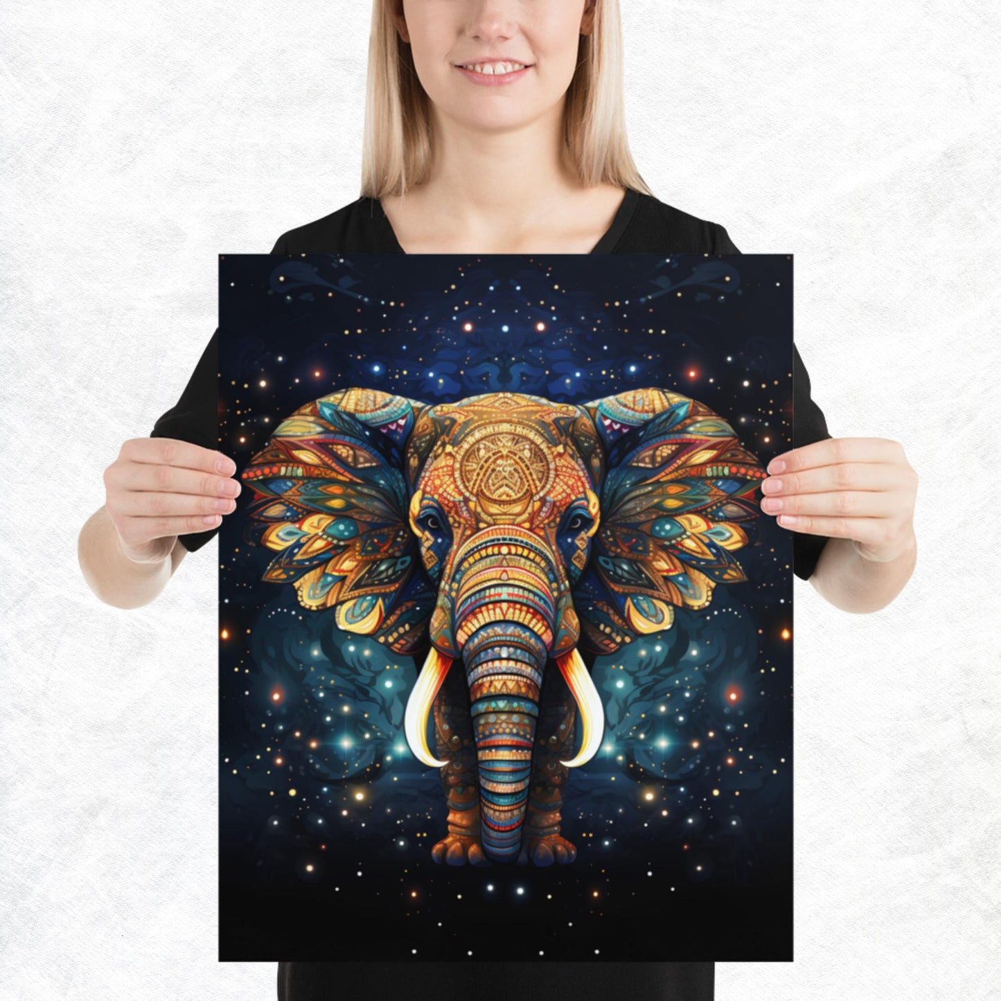 Dot Art Elephant Paper Poster