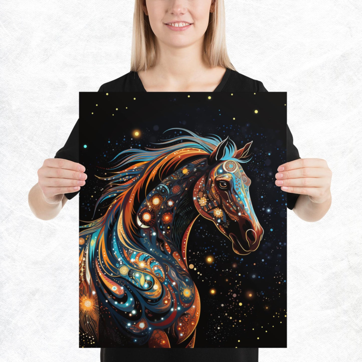 Dot Art Horse Paper Poster