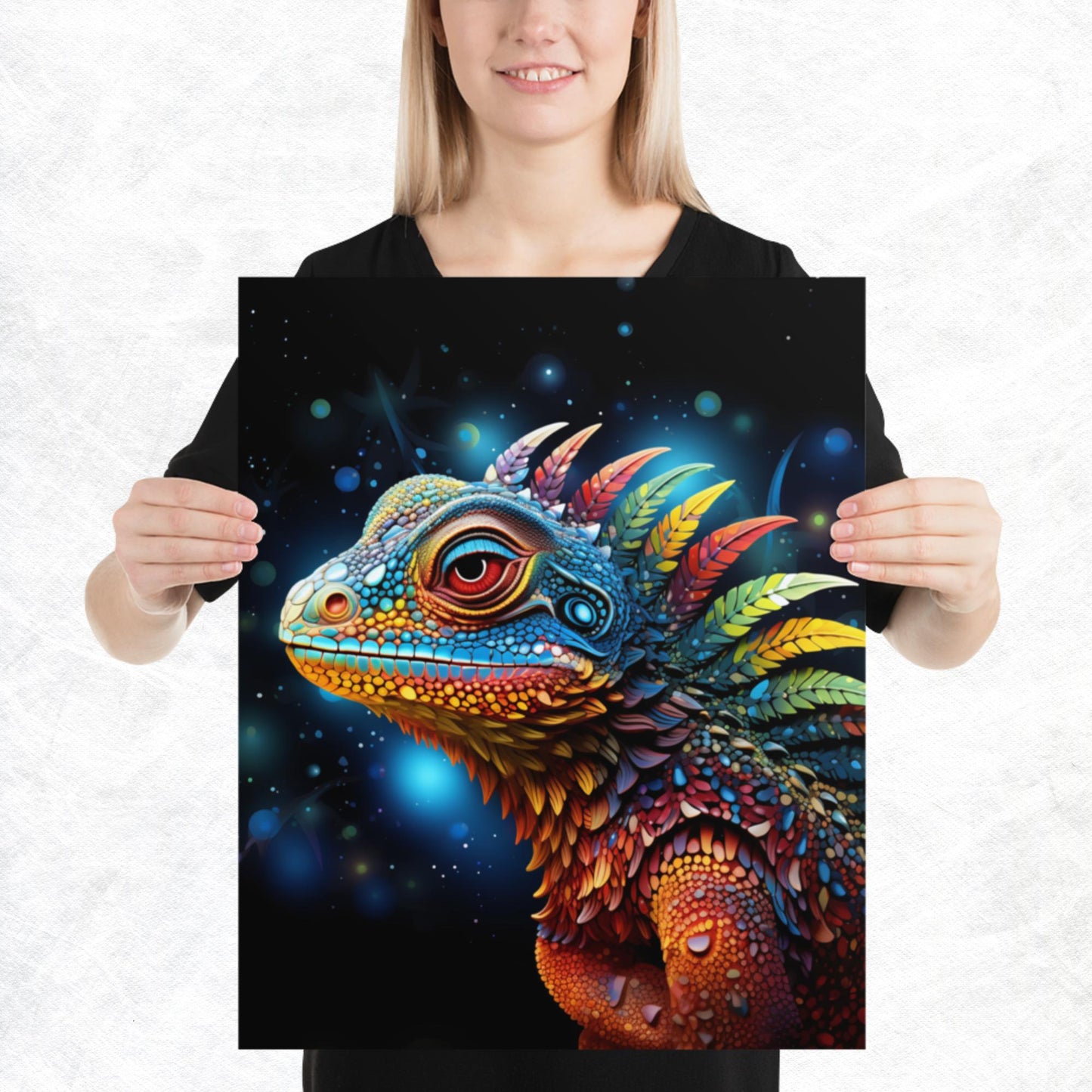 Dot Art Iguana Paper Poster