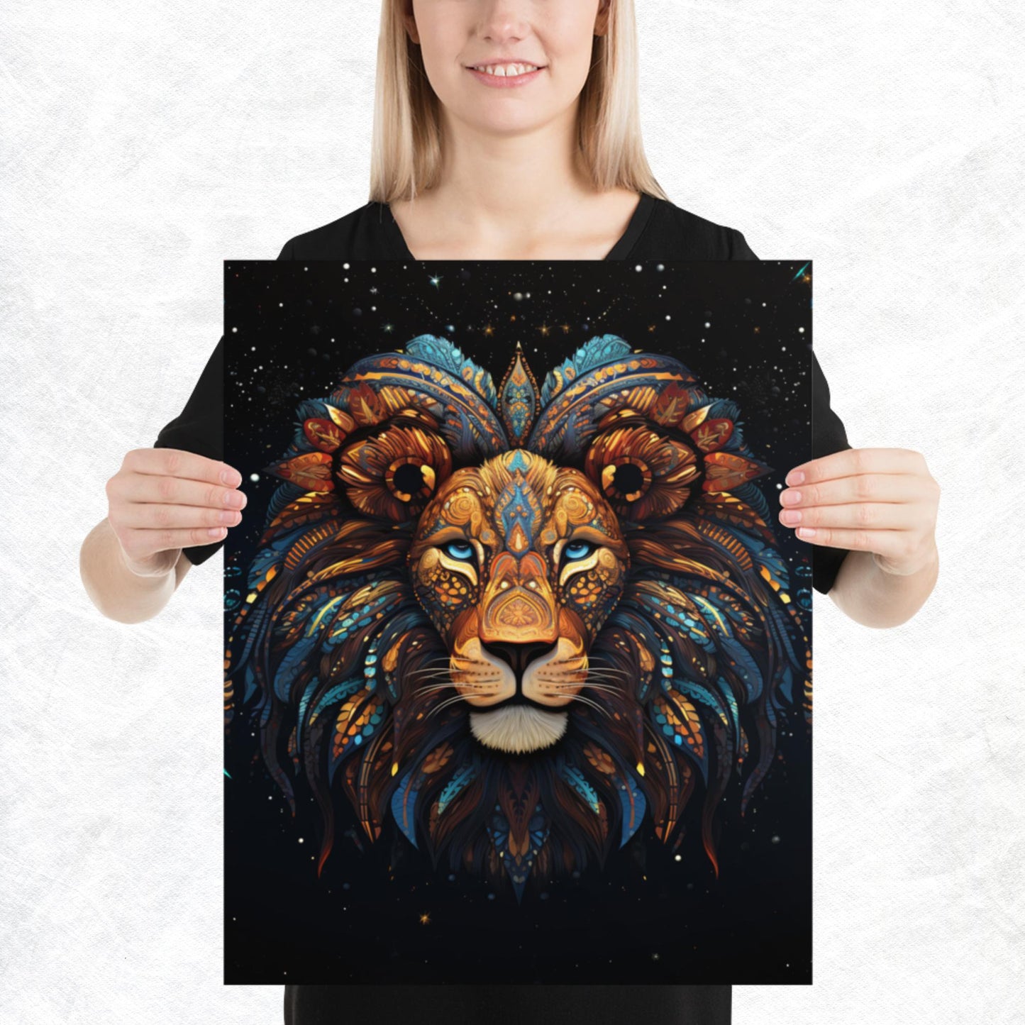 Dot Art Lion Paper Poster