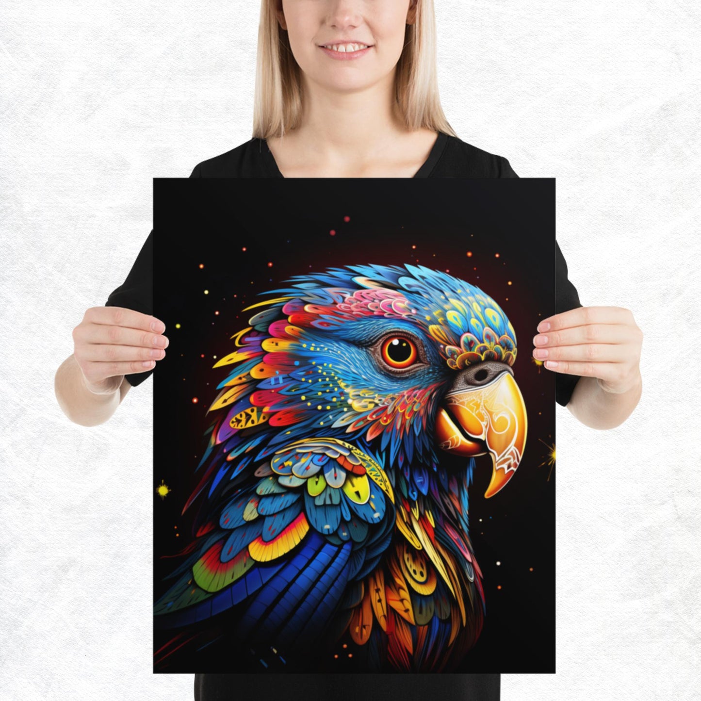 Dot Art Parrot Paper Poster