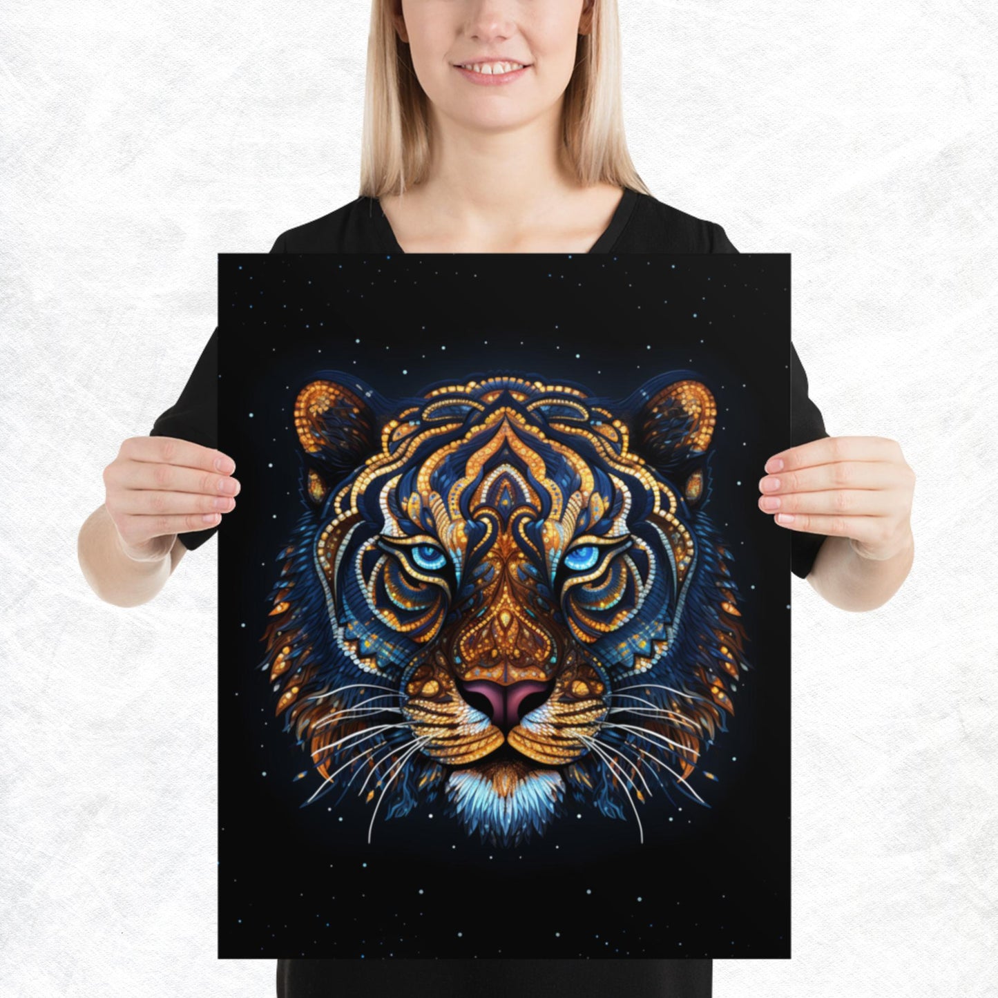 Dot Art Tiger Paper Poster