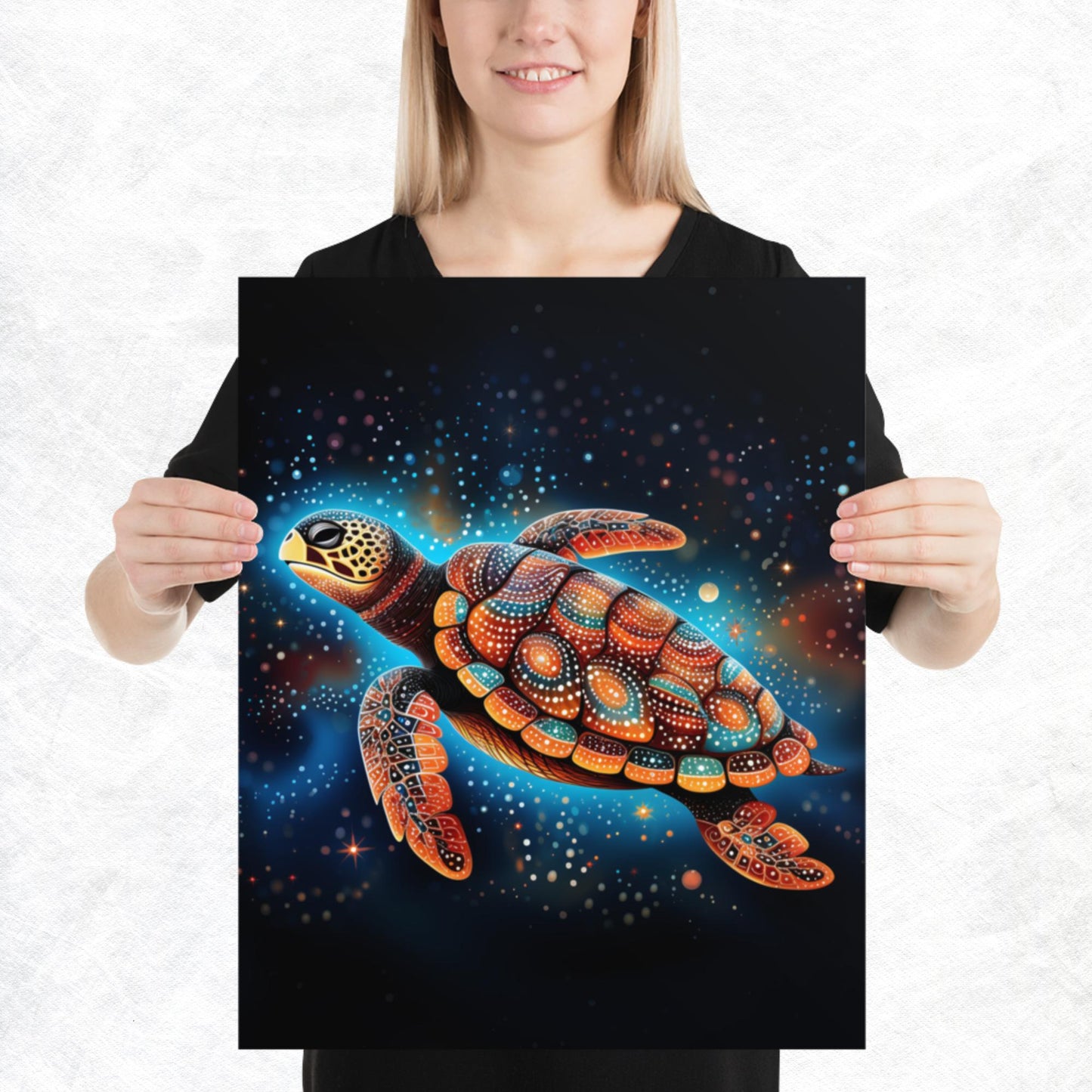 Dot Art Turtle Paper Poster