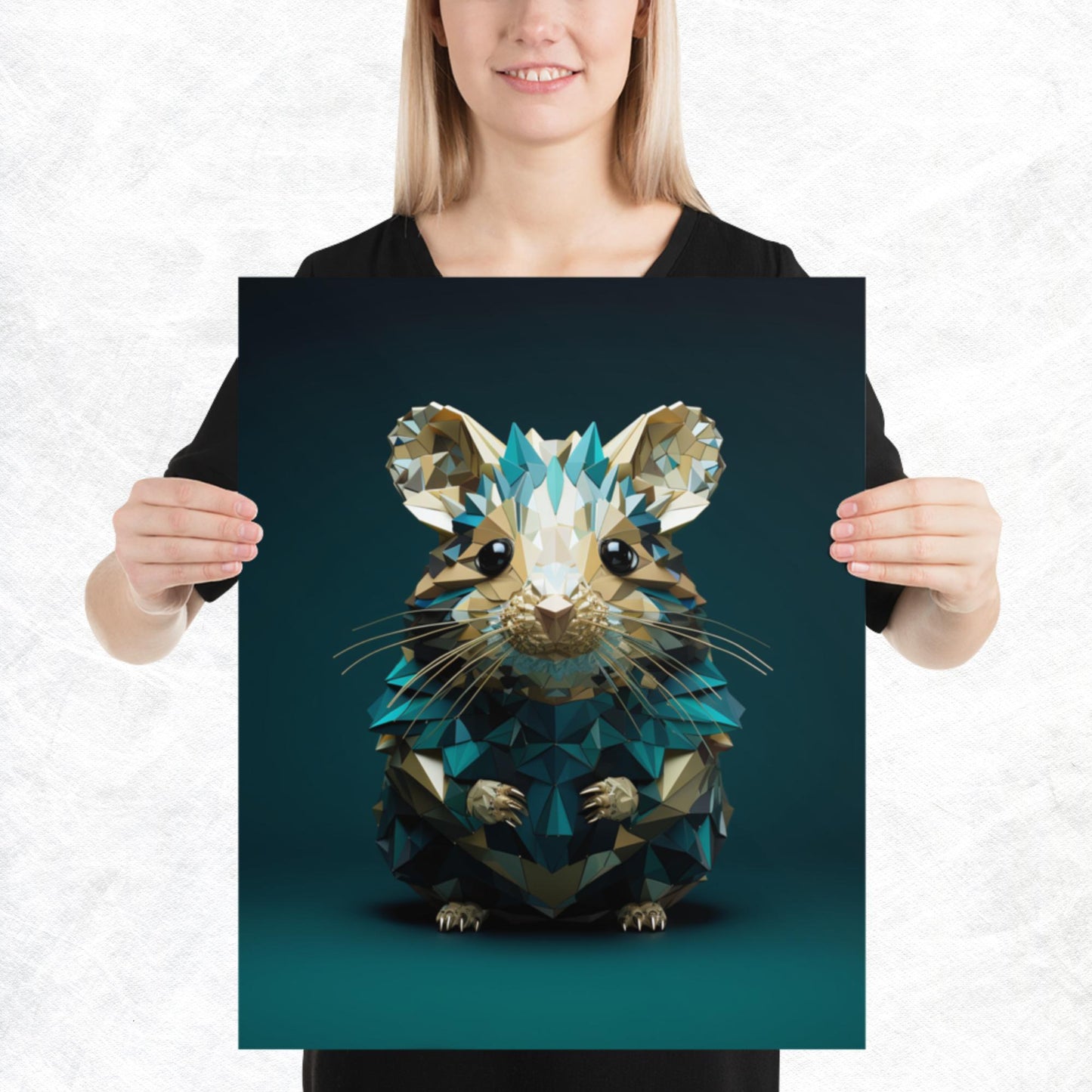 Blue Gold Hamster Paper Poster