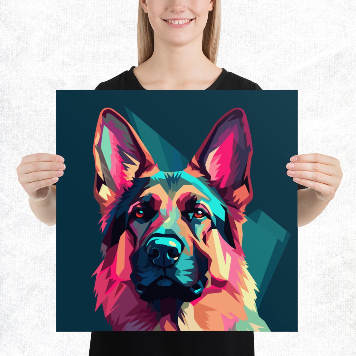 Green and Pink Dog Paper Poster