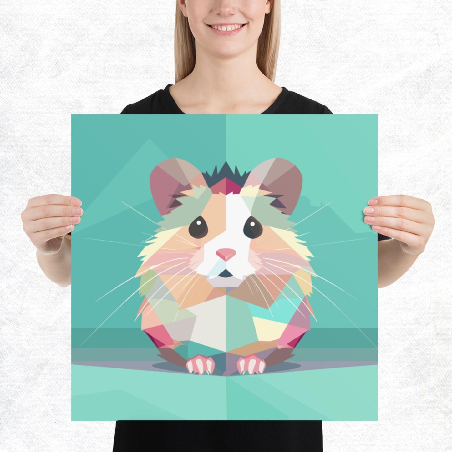 Green and Pink Hamster Paper Poster