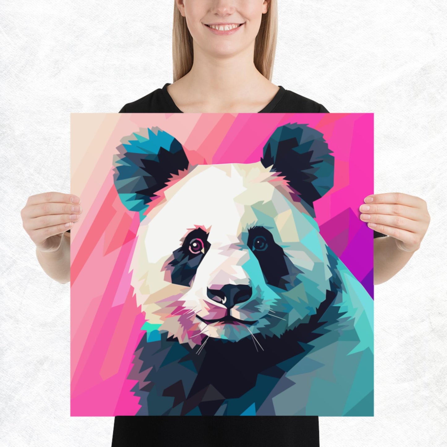 Green and Pink Panda Paper Poster
