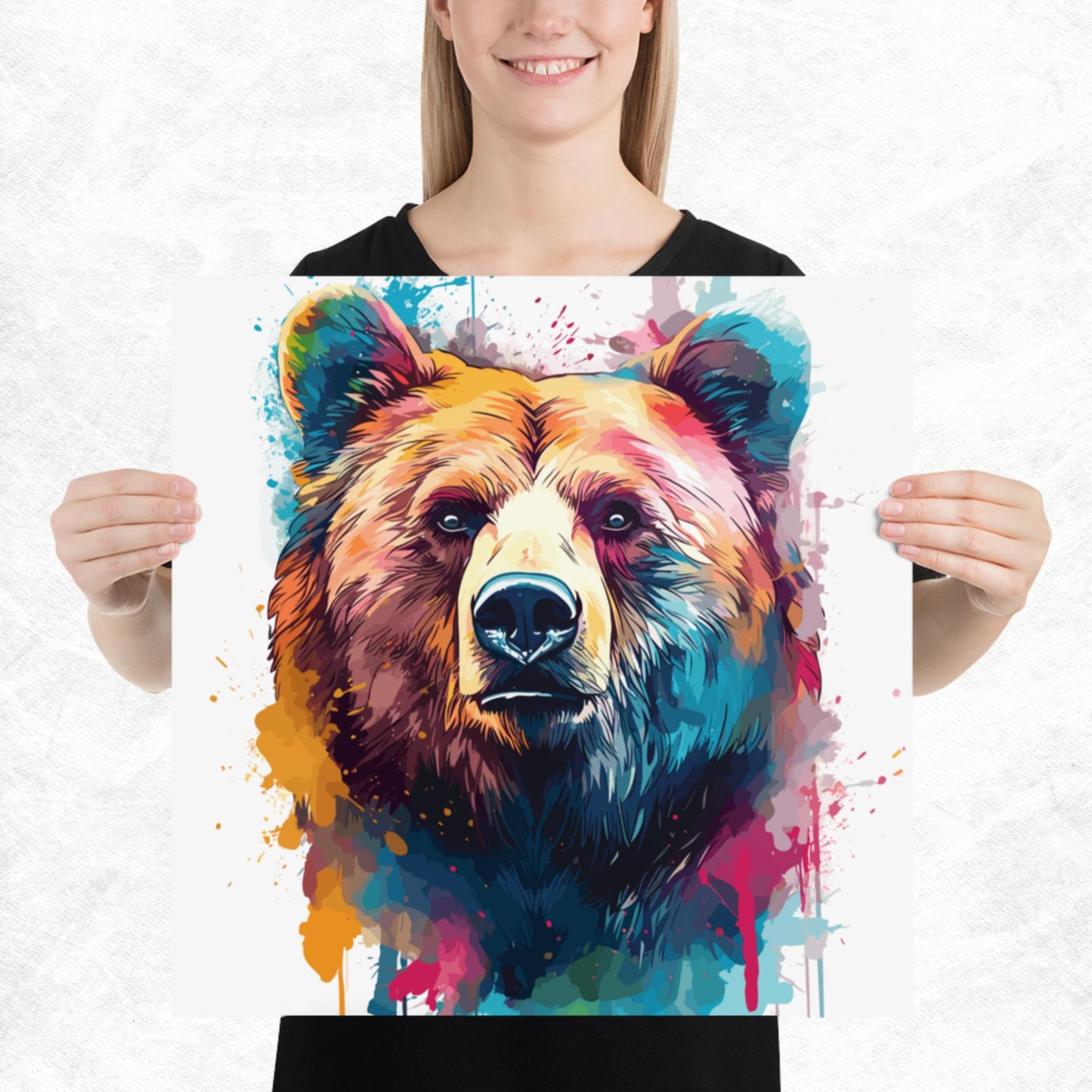 Rainbow Paint Bear Paper Poster