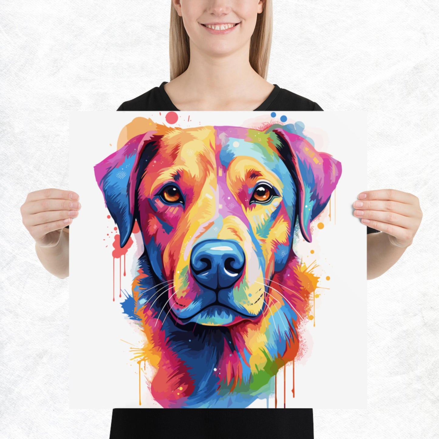 Rainbow Paint Dog Paper Poster