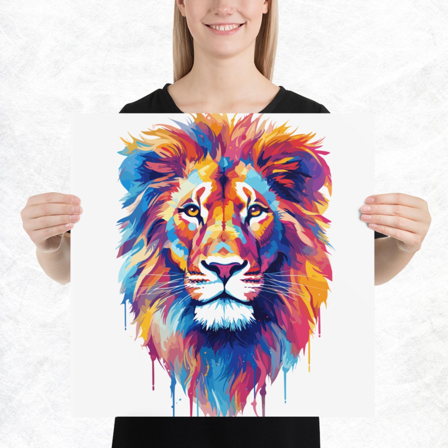 Rainbow Paint Lion Paper Poster