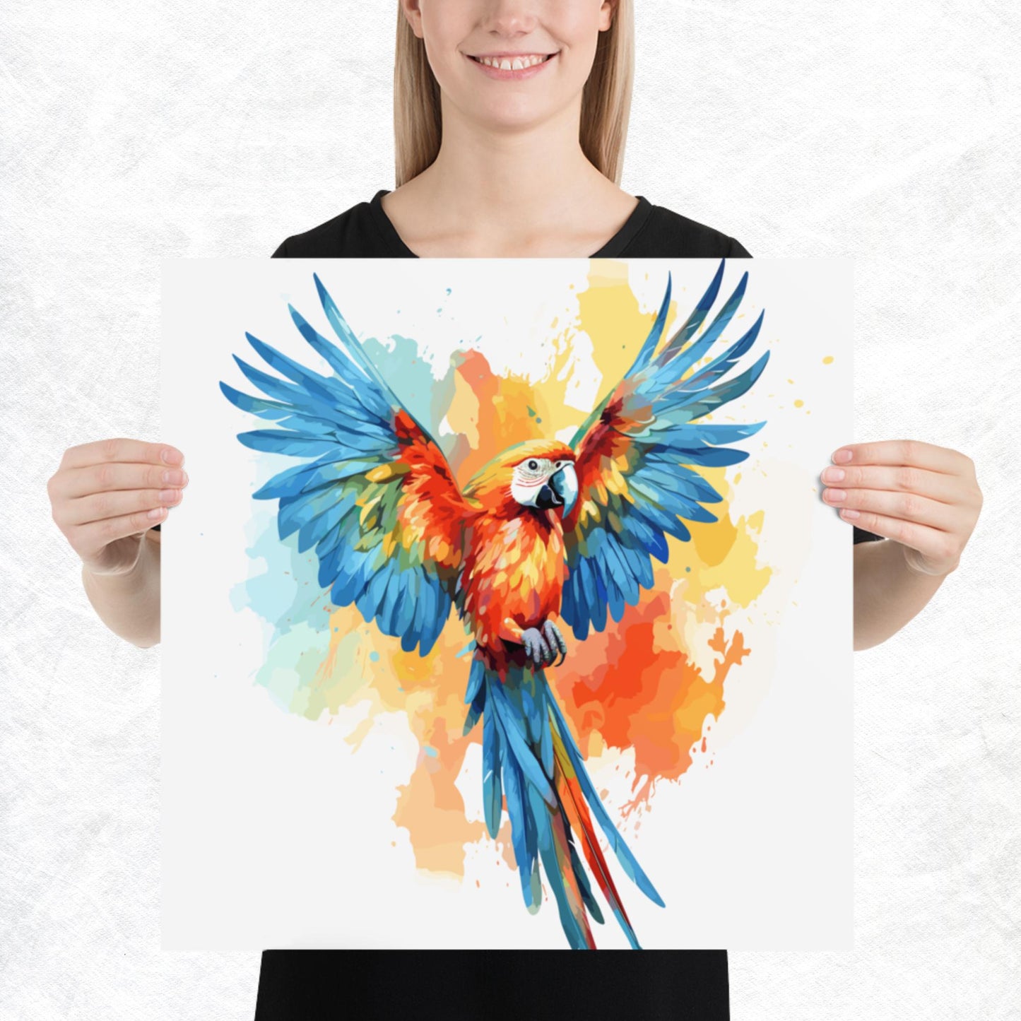 Rainbow Paint Parrot Paper Poster