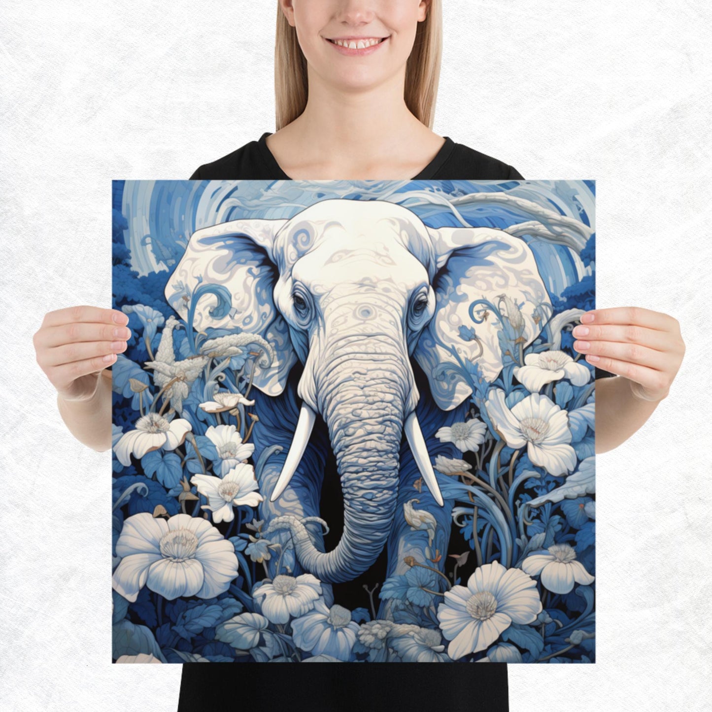 Ukiyo-e Elephant Paper Poster