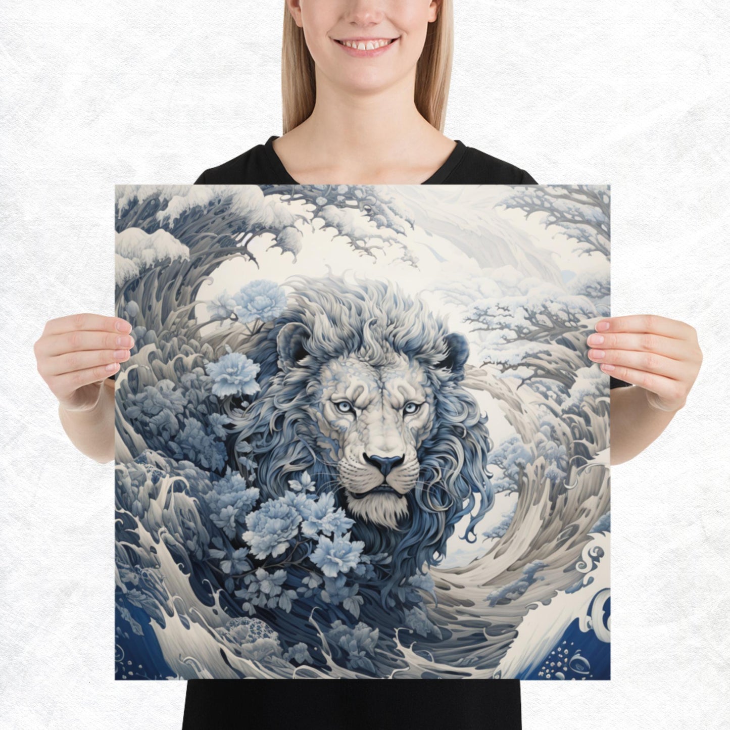 Ukiyo-e Lion Paper Poster