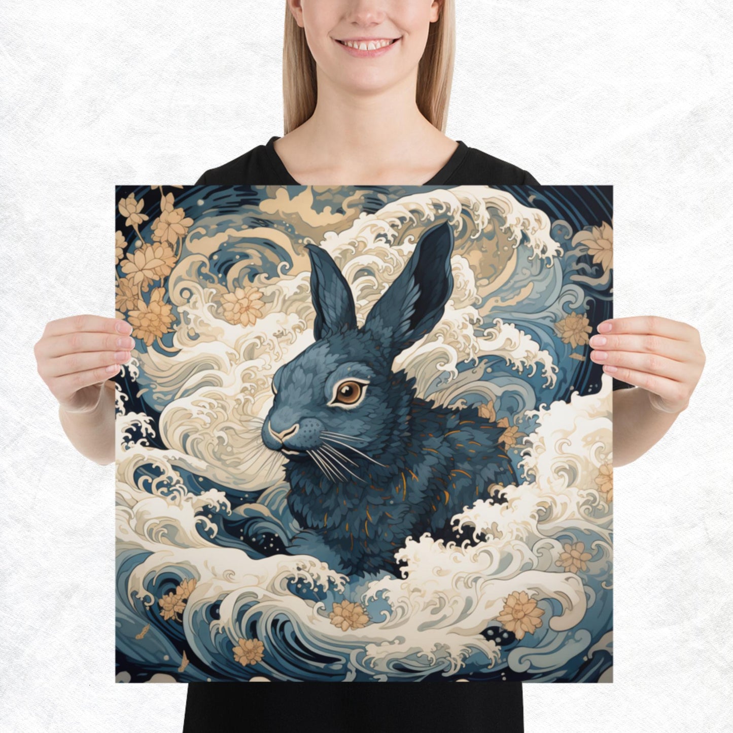 Ukiyo-e Rabbit Paper Poster