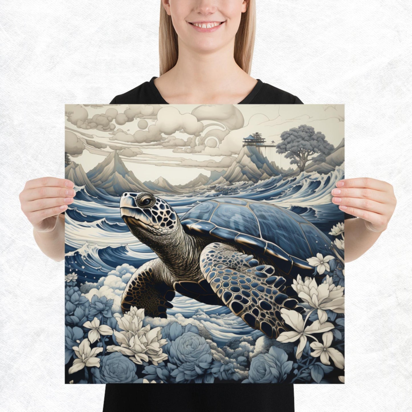 Ukiyo-e Turtle Paper Poster