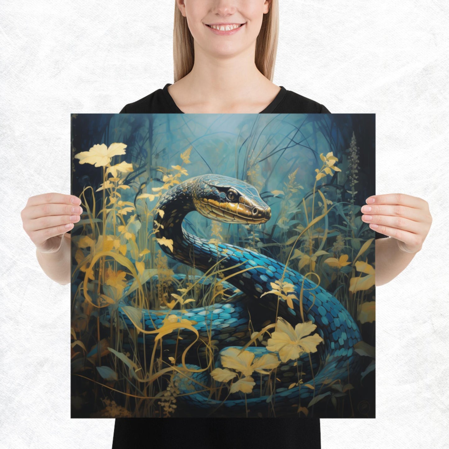 Dark Turquoise Snake Paper Poster