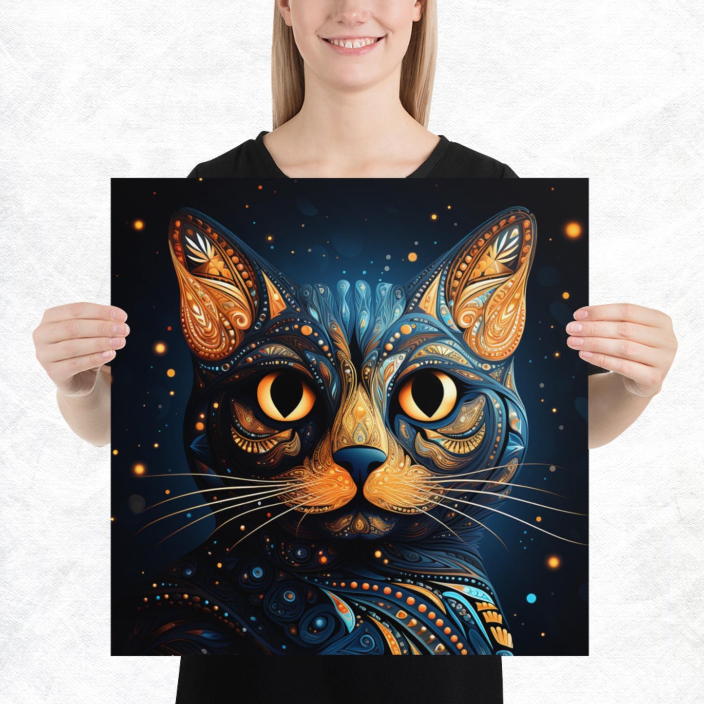 Dot Art Cat Paper Poster