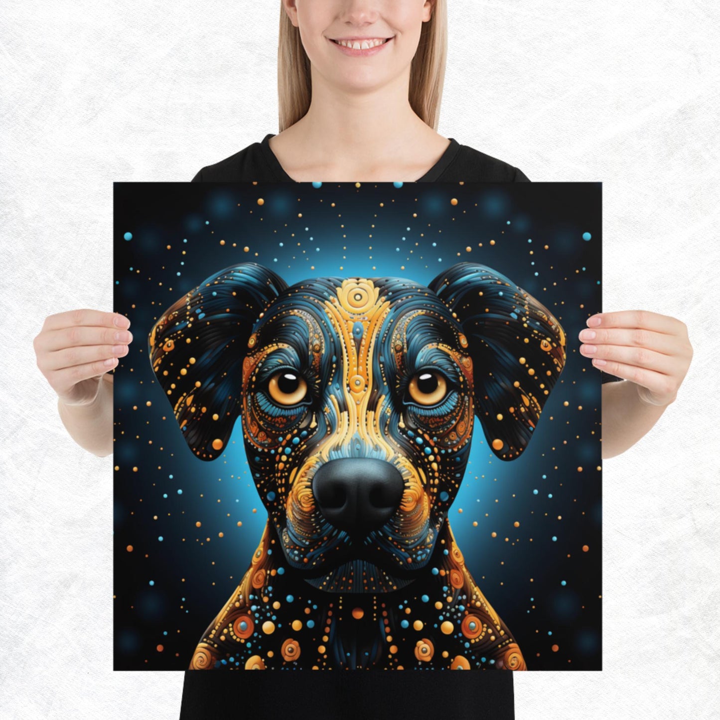 Dot Art Dog Paper Poster