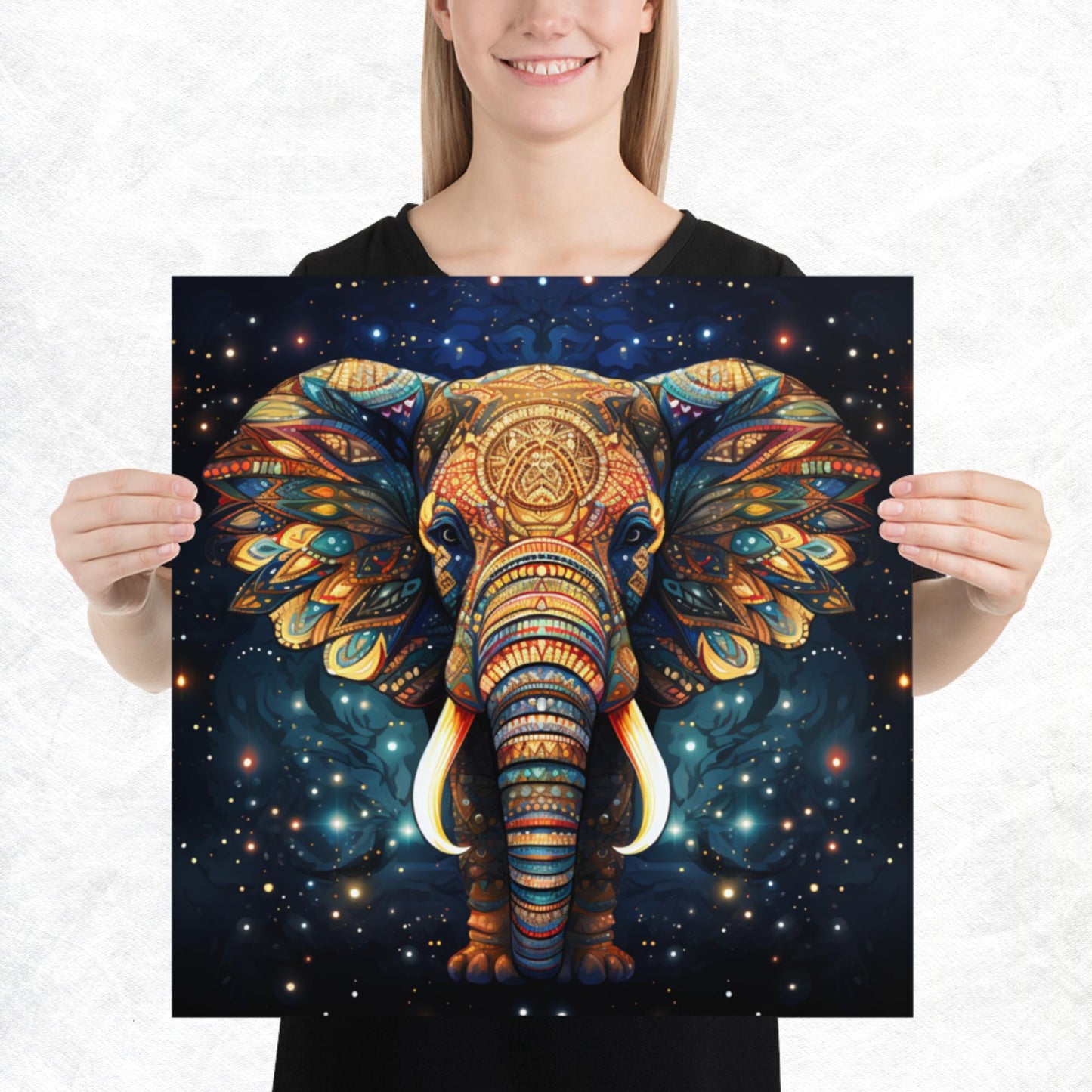 Dot Art Elephant Paper Poster