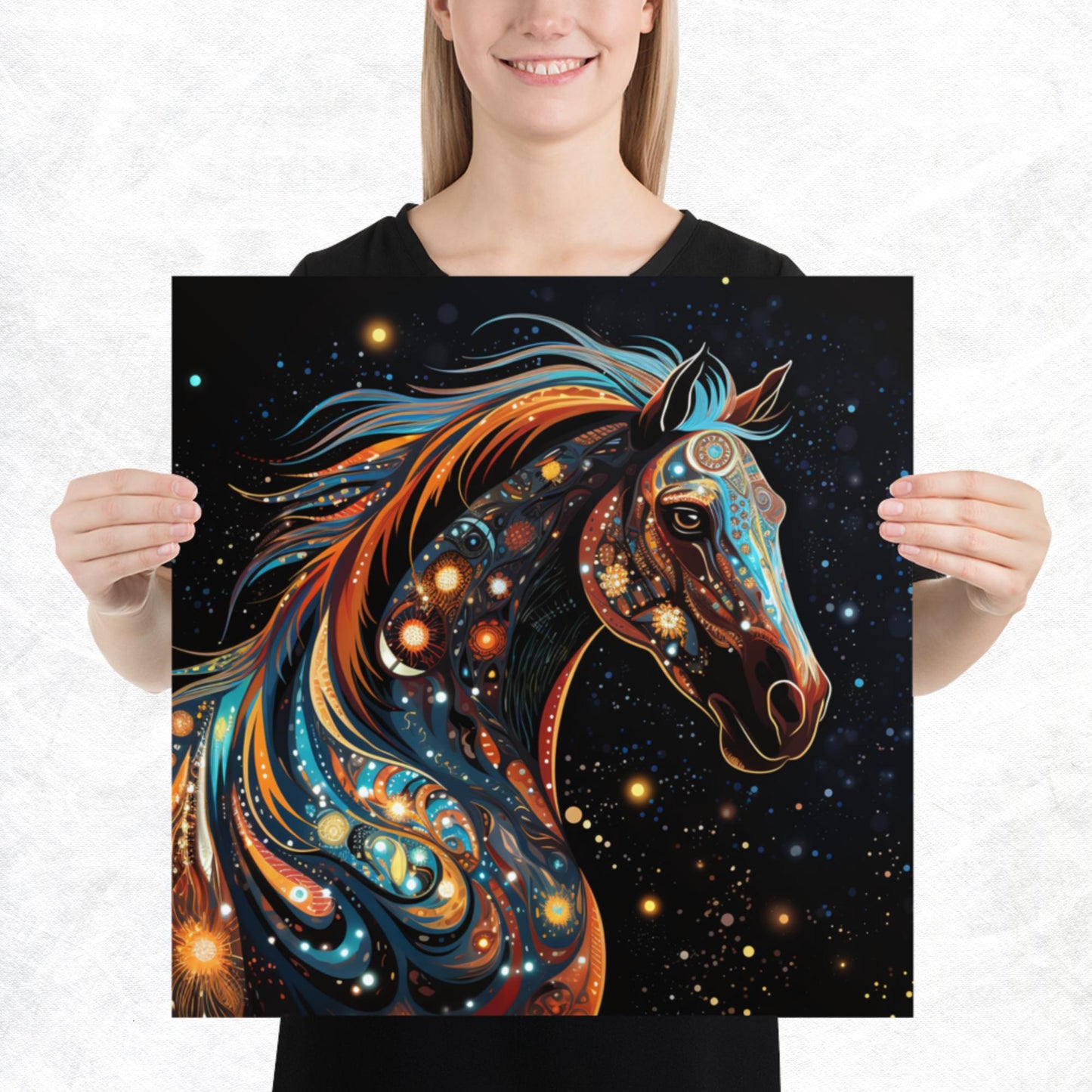Dot Art Horse Paper Poster
