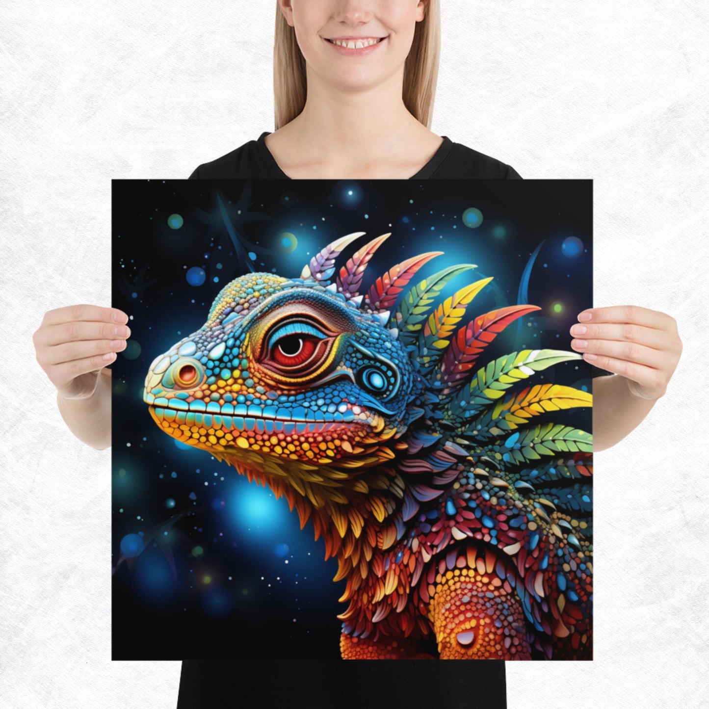 Dot Art Iguana Paper Poster