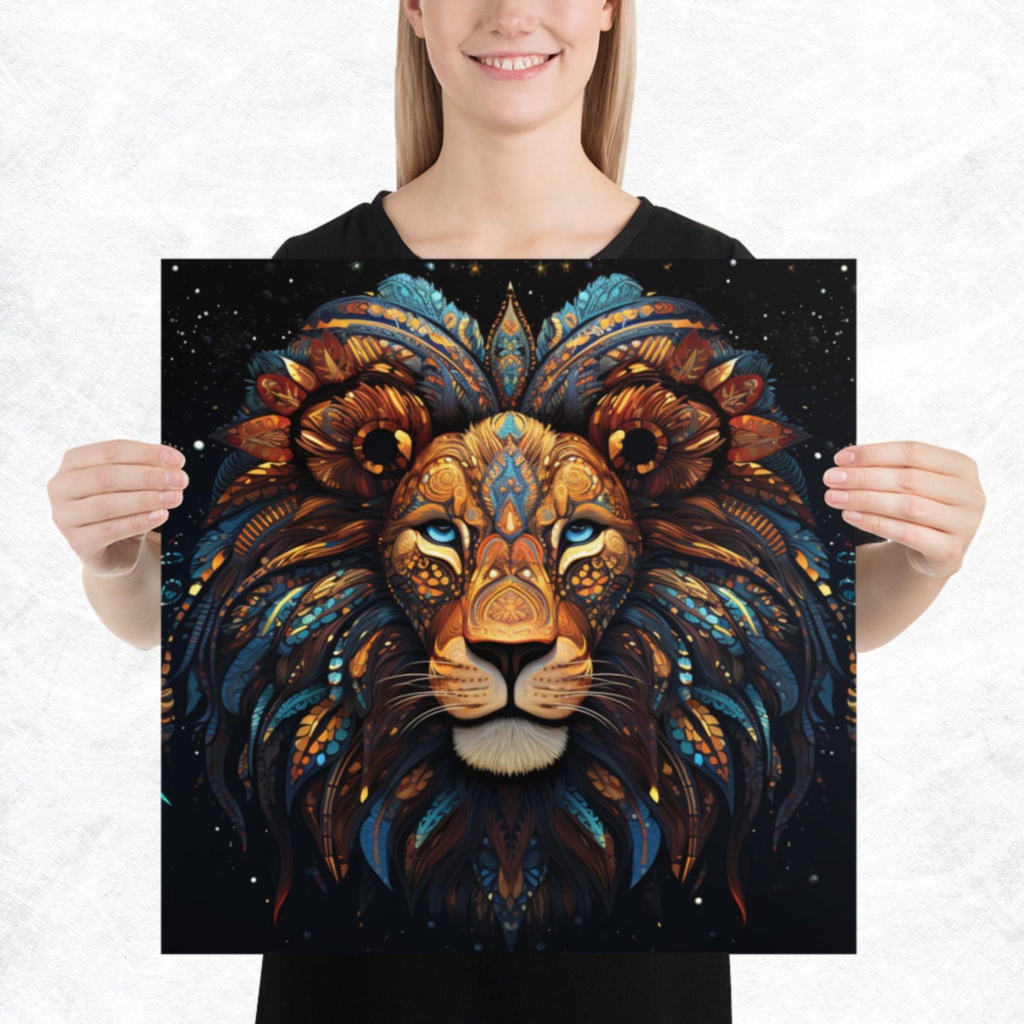 Dot Art Lion Paper Poster