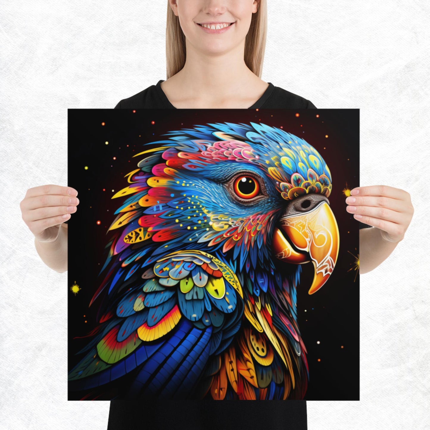 Dot Art Parrot Paper Poster