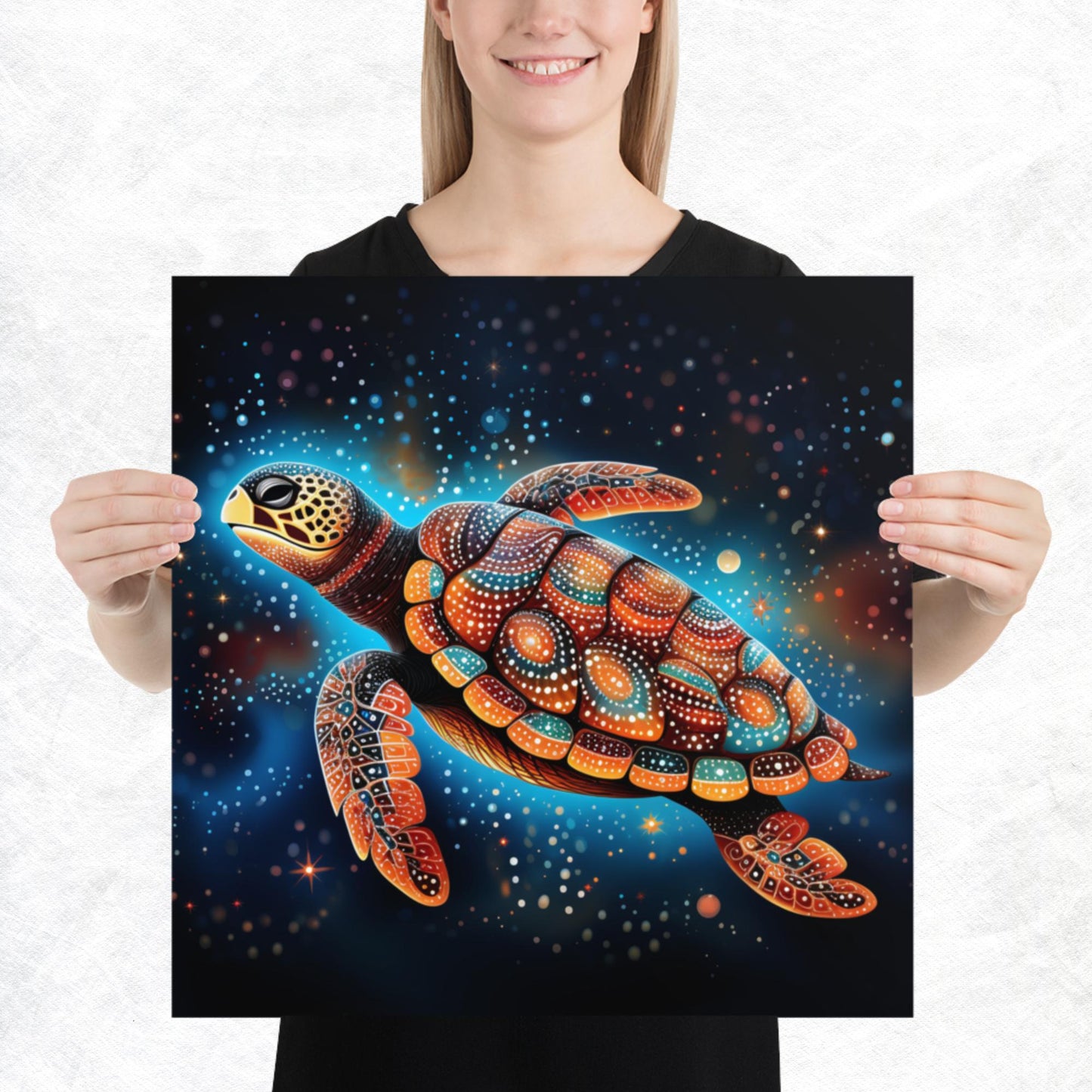 Dot Art Turtle Paper Poster