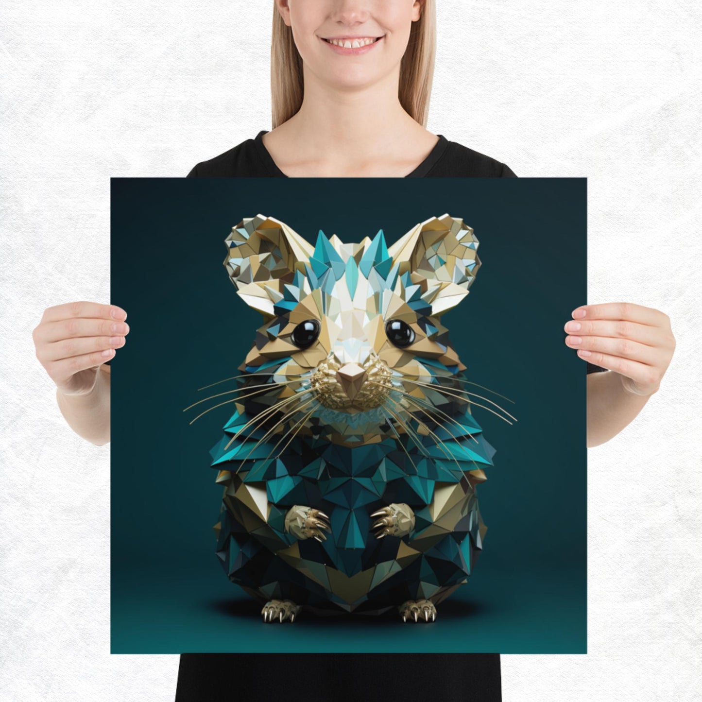Blue Gold Hamster Paper Poster