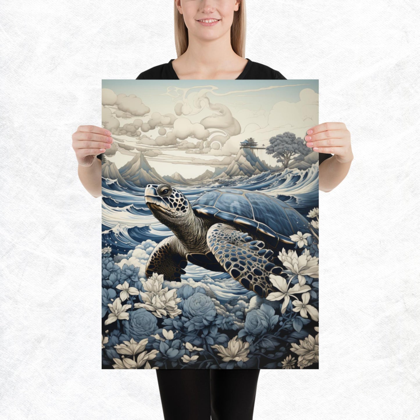 Ukiyo-e Turtle Paper Poster