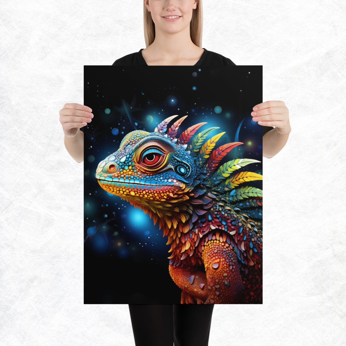 Dot Art Iguana Paper Poster