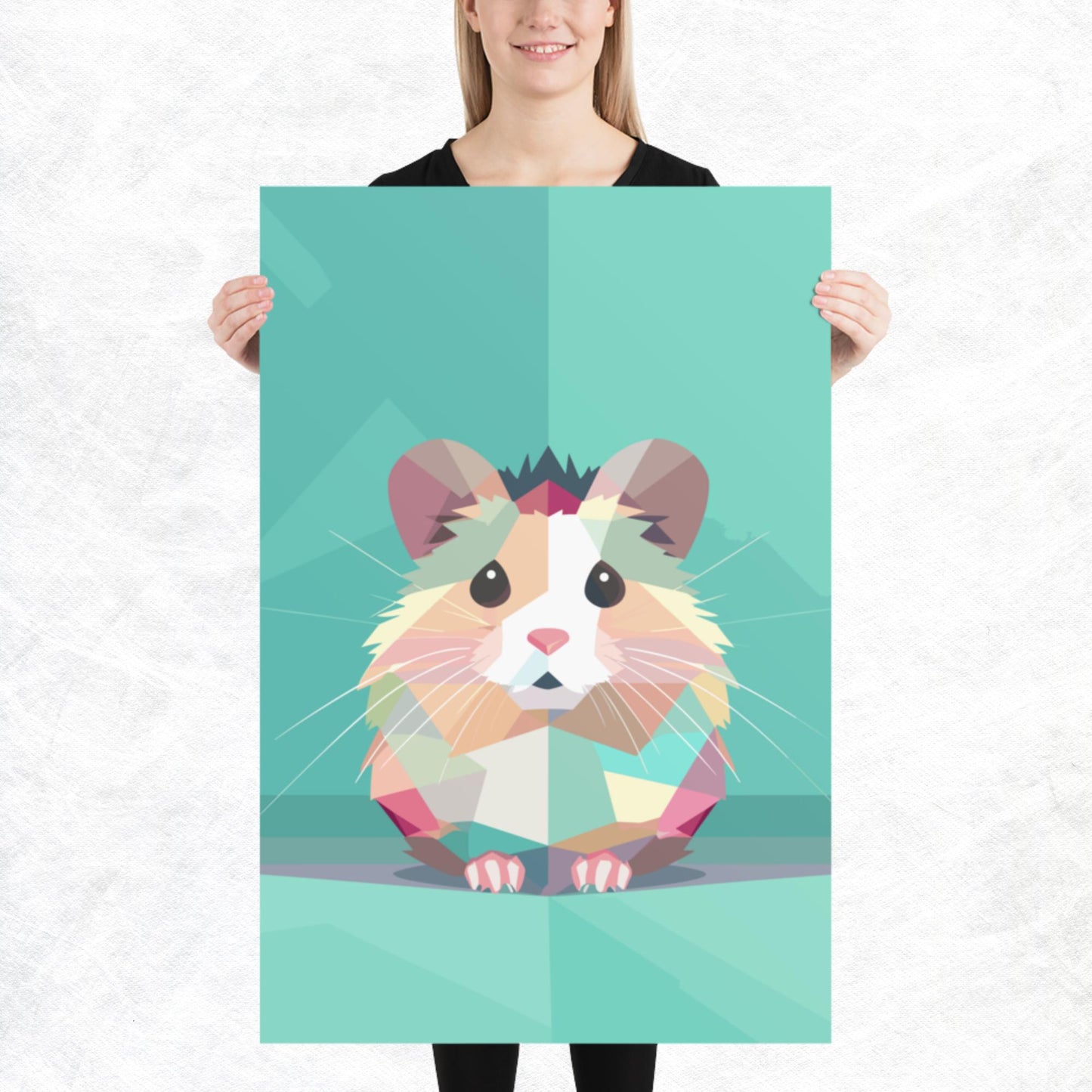 Green and Pink Hamster Paper Poster