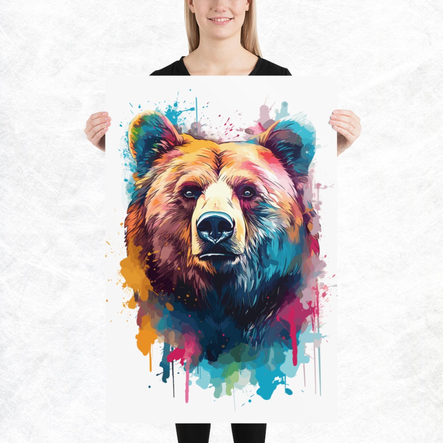 Rainbow Paint Bear Paper Poster