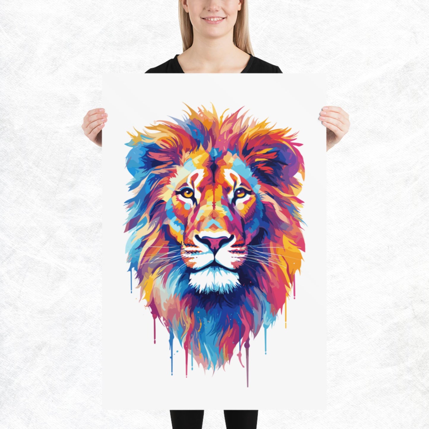 Rainbow Paint Lion Paper Poster