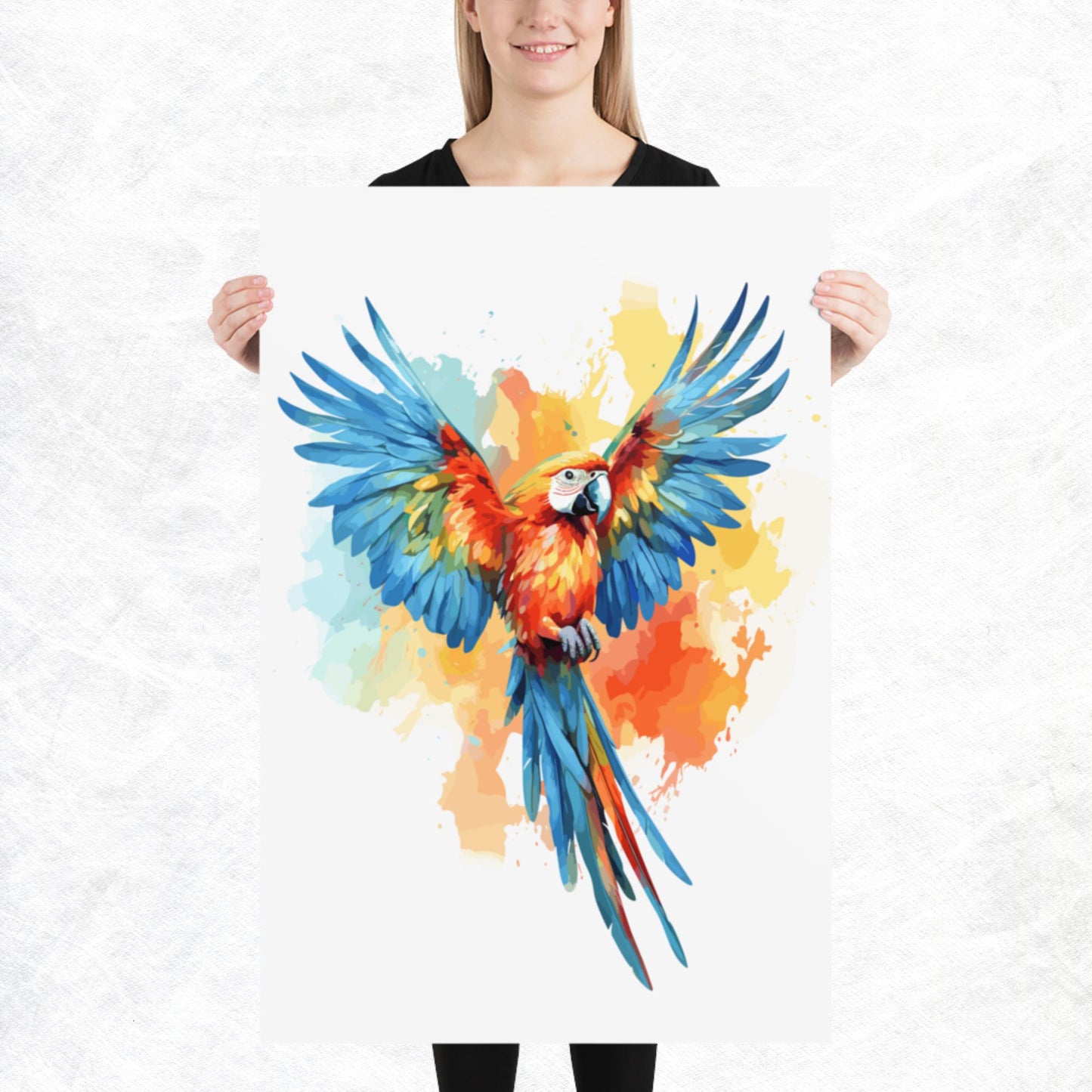 Rainbow Paint Parrot Paper Poster
