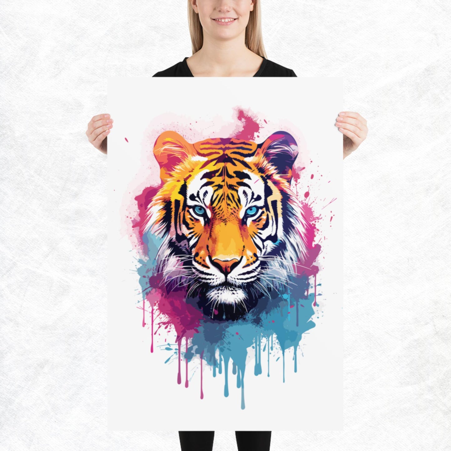 Rainbow Paint Tiger Paper Poster