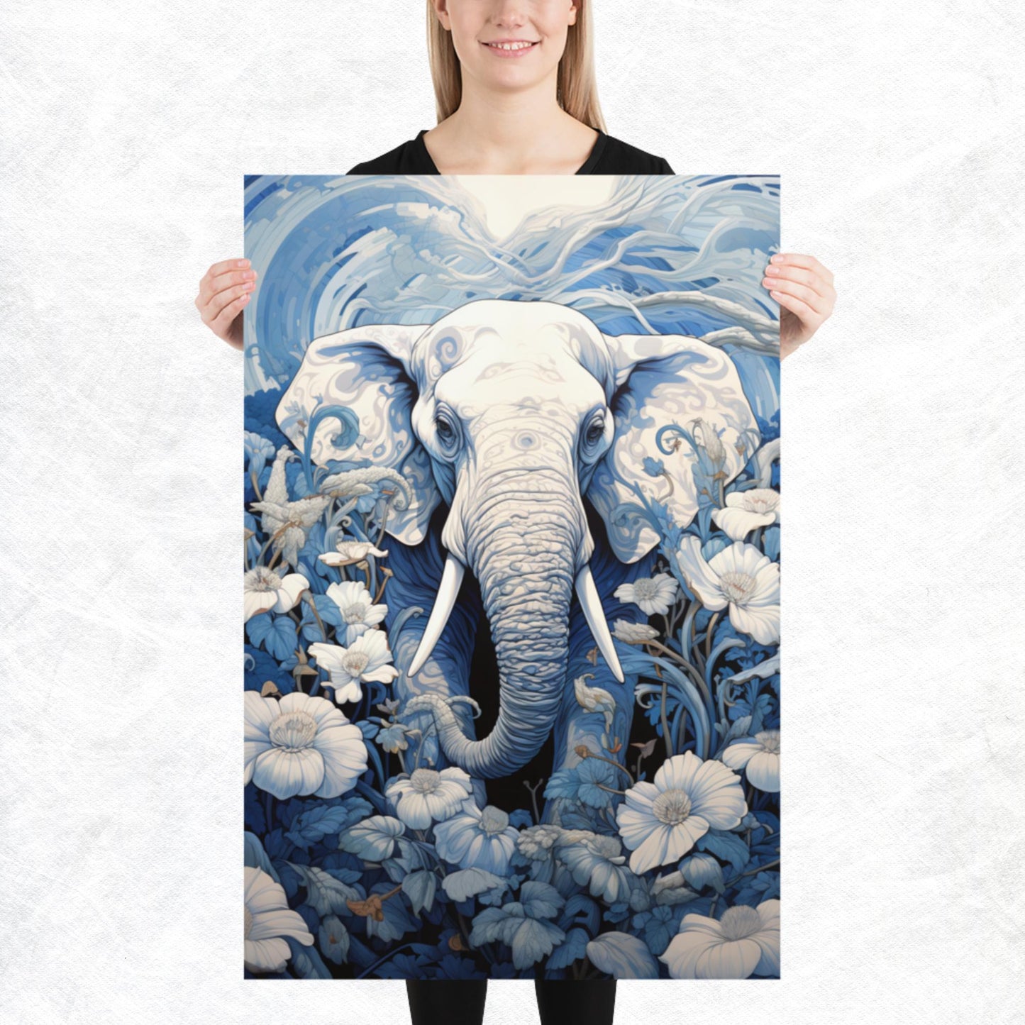 Ukiyo-e Elephant Paper Poster